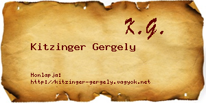 Kitzinger Gergely névjegykártya